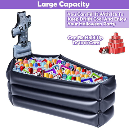 TURNMEON Halloween Inflatable Coffin Cooler, 100+ Cans Tombstone Party Bar
