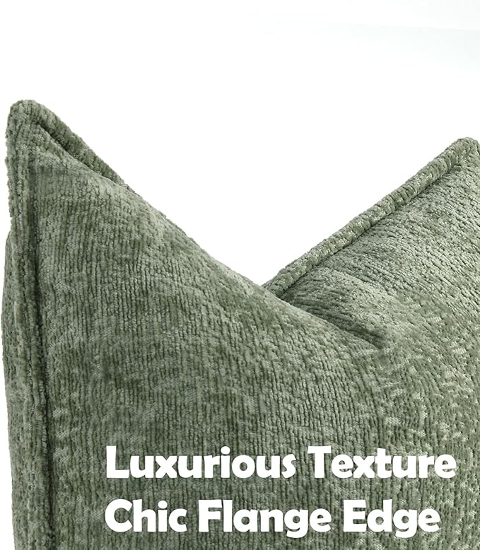 Pack of 2 Sage Green Christmas Decorative Throw Pillow Covers 22x22 Cozy Soft - Image 2