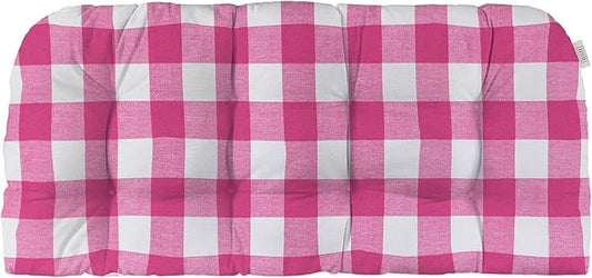 RSH DECOR: Tufted Wicker Loveseat Cushion | 41” x 19" | All-Weather Spun Fabric by RSHDECOR