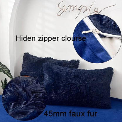 MorroMorn Decorative Pillows Covers, 2 Packs Faux Fur Pillow Cases, Luxury - Image 4