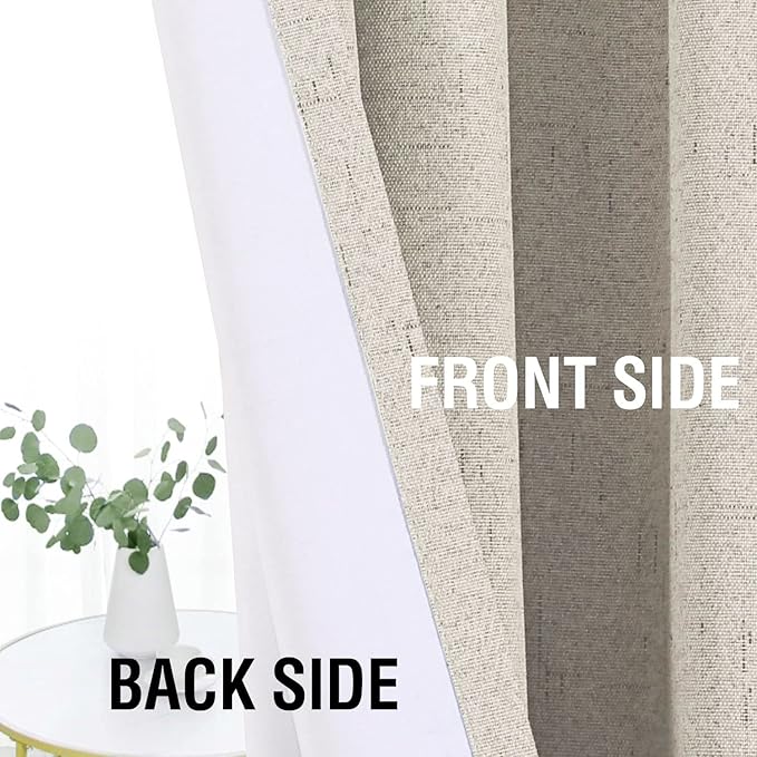 H.VERSAILTEX Linen Look 100% Blackout Curtains 95 Inches Long - Image 6