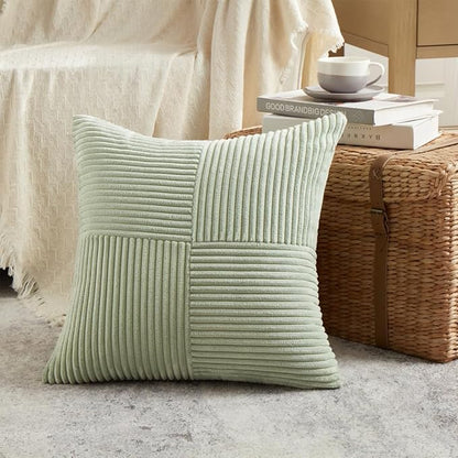 Fancy Homi 2 Packs Sage Green Decorative Throw Pillow Covers 20x20 Inch - Image 2