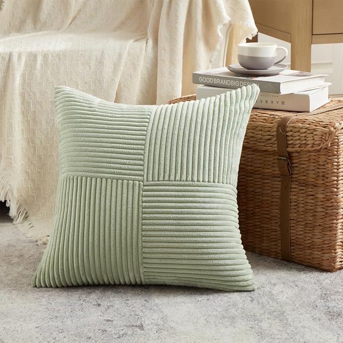 Fancy Homi 2 Packs Sage Green Samll Decorative Throw Pillow Covers 12x12 Inch - Image 2