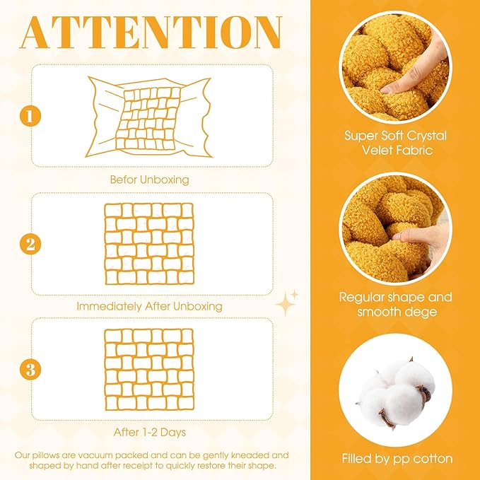Wenqik 2 Pcs Knot Pillows Square Knotted Plush Throws Soft Accent Pillows - Image 2