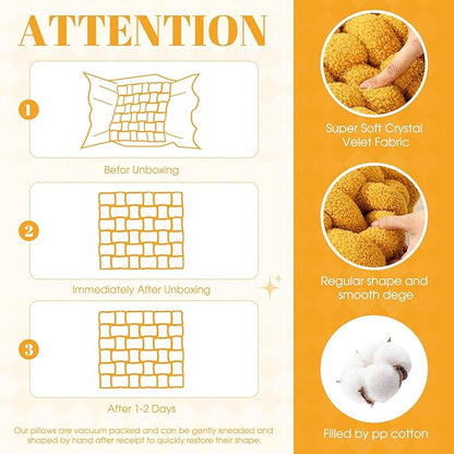 Wenqik 2 Pcs Knot Pillows Square Knotted Plush Throws Soft Accent Pillows - Image 2