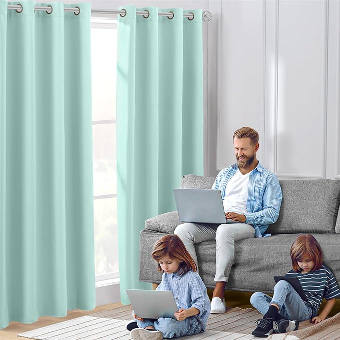HOMEIDEAS Aqua Blackout Curtains - Image 7