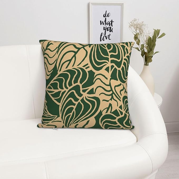 Tropical Green Plant Throw Pillow Covers 18x18 Inch Set of 2 Summer Sage Green - Image 3