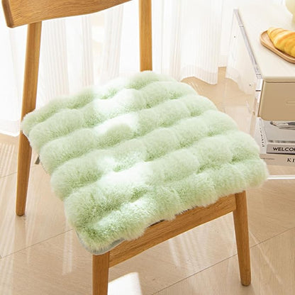 Square Faux Fur Seat Cushion, Faux Rabbit Fleece Chair Pad, Winter Thick Plush by Unknown