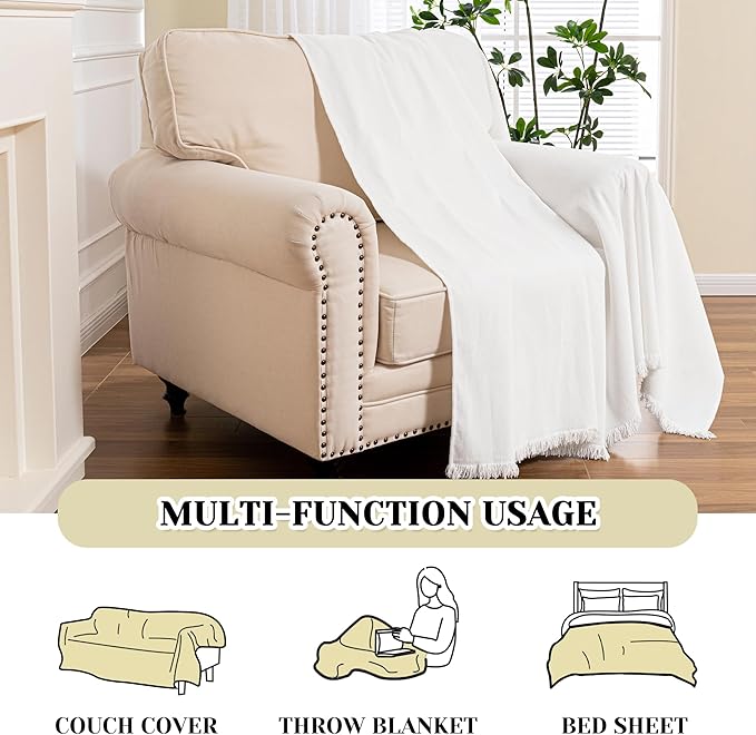 MEETSKY Oversized Chair Covers White Couch Cover Washable Armchair Slipcover - Image 8