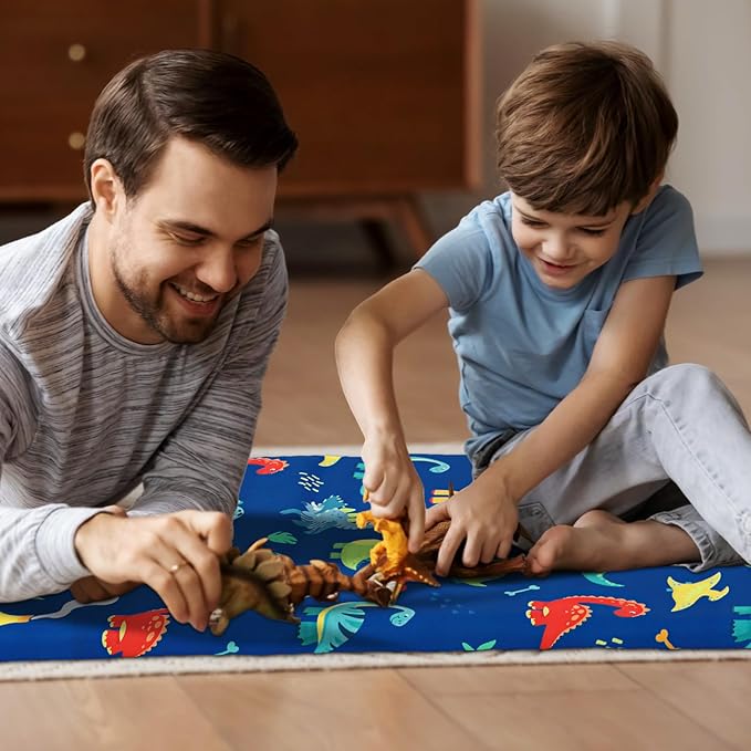 2 Pcs Dinosaurs Nap Mat Cover for Boys Girls Sewn in Flap Design Blue Sleeping - Image 3