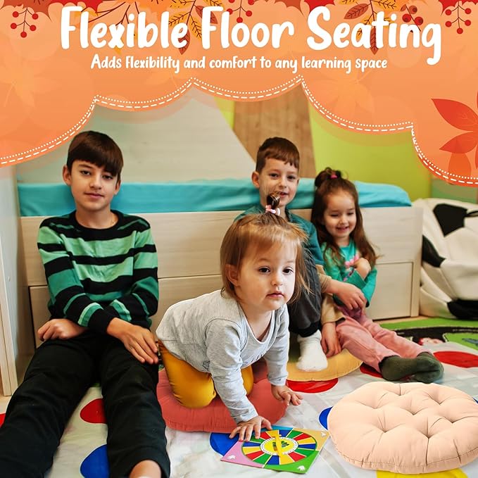 Fumete 12 Pcs Floor Pillows Cushions Seating 16 x 16 Inches Color Round Seat - Image 5