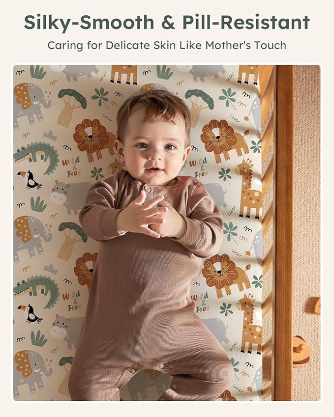 Pack and Play Sheets Fitted 3 Pack, Mini Crib Sheets - Image 2