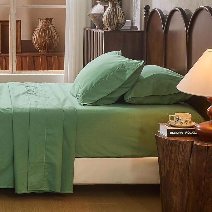 100% Linen Sheet Set Queen Size Extra Deep Pocket Fits 18-24 Inch Mattress by overket