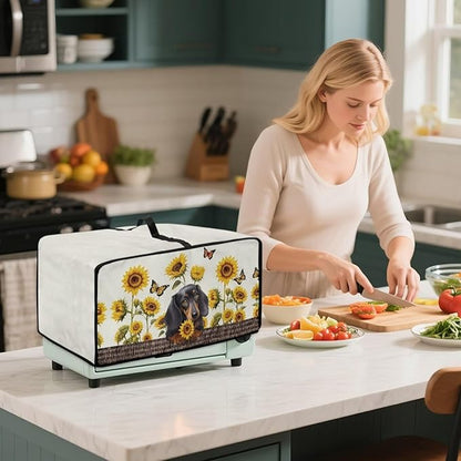 Dachshund Dog Sunflower Butterfly Print Microwave Oven Dust Cover Dustproof - Image 3