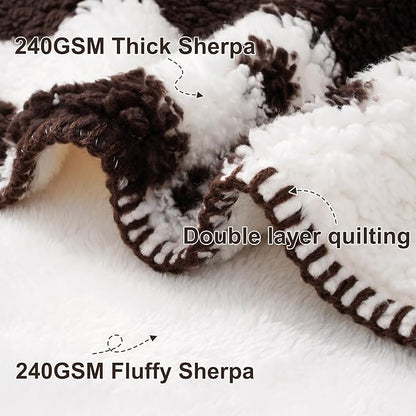 PHF Cute Cow Print Sherpa Blanket Twin Size - Image 7