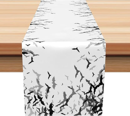 Happy Halloween Table Runner Black Bats Seasonal Holidays Indoor Outdoor by Kzzfqxb