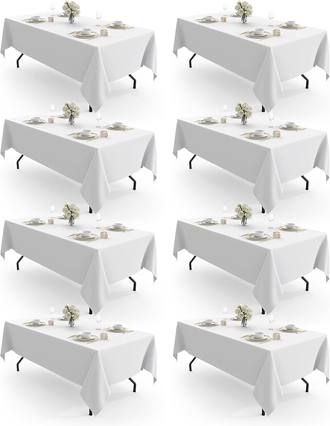 Pureegg Rectangle Table Cloth 60" x 84" – 8 Packs, Durable Polyester Tablecloth by Pureegg