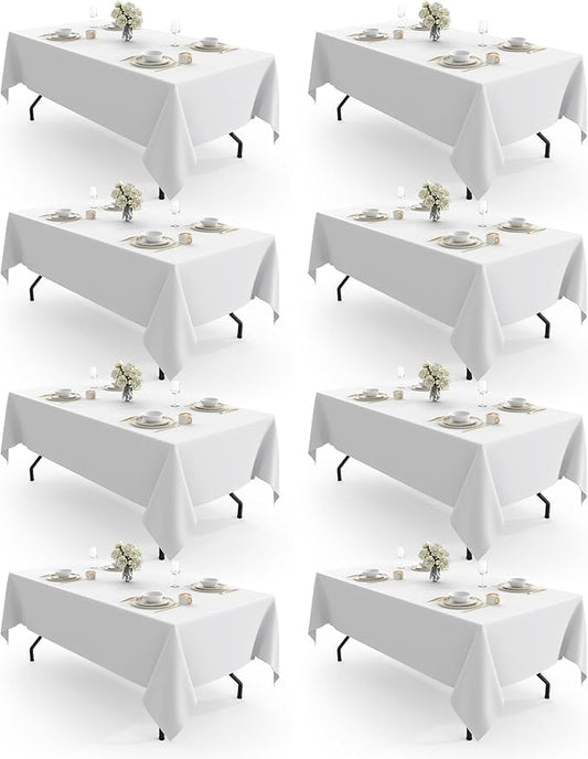 Pureegg Rectangle Table Cloth 60" x 84" – 8 Packs, Durable Polyester Tablecloth by Pureegg