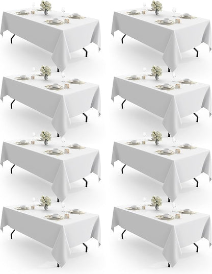 Pureegg Rectangle Table Cloth 60" x 102" – 8 Packs, Durable Polyester by Pureegg
