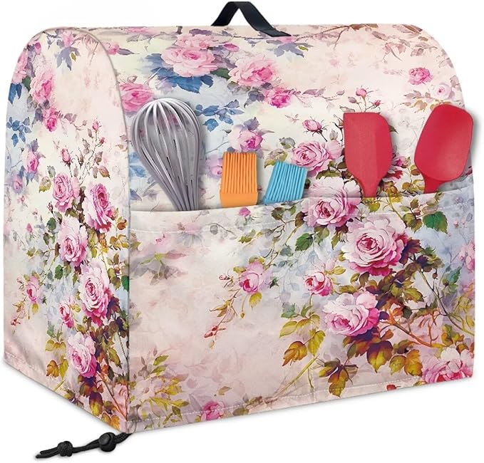Retro Rose Print Mixer Covers Kitchen Small Appliance Dust Cover Compatible - Image 2