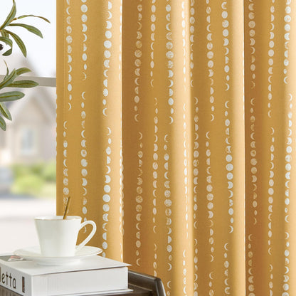 jinchan boho blackout curtains 63 inch length moon shown in use