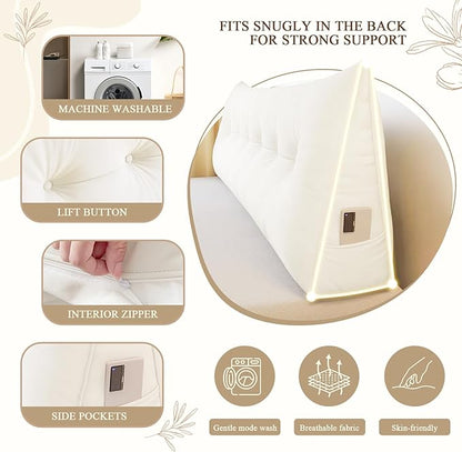 Headboard Pillow Queen, Large Triangular Wedge Headboard Pillow - Image 5