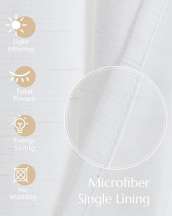jinchan Linen Kitchen Curtains 36 Inch Rustic Tier Curtains Farmhouse Rod - Image 8