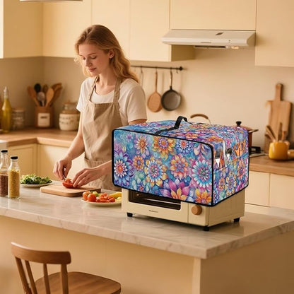 Boho Mandala Floral Print Microwave Oven Dust Cover - Image 3