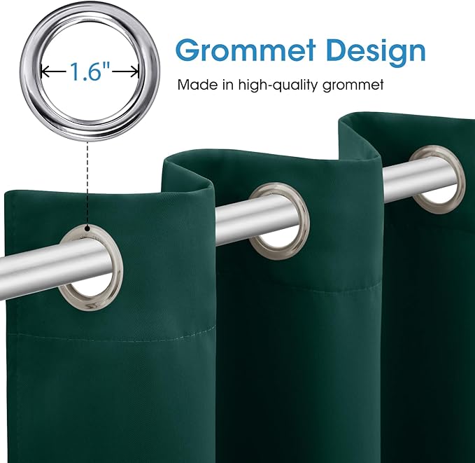 HOMEIDEAS Dark Green Blackout Curtains - Image 5