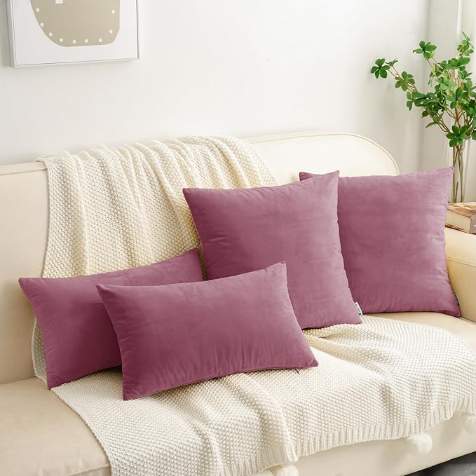 HWY 50 Purple Pink Velvet Throw Pillow Covers 18x18 Inch - Image 2