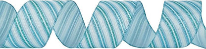 MEEDEE Blue Diagonal Stripe Ribbon 2.5 Inch Blue Satin - Image 8