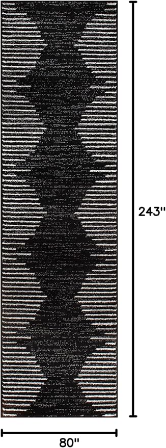 Rugshop Bohemian Stripe Stain Resistant High Traffic Living Room Kitchen - Image 2