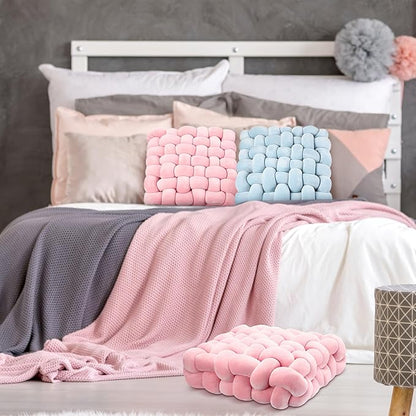 Wenqik 2 Pcs Knot Pillows Square Knotted Plush Throws Soft Accent Pillows - Image 6