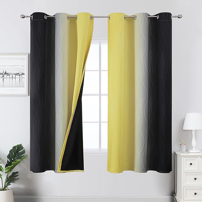 Estelar Textiler Black and Yellow Blackout Curtains by ESTELARTEXTILER