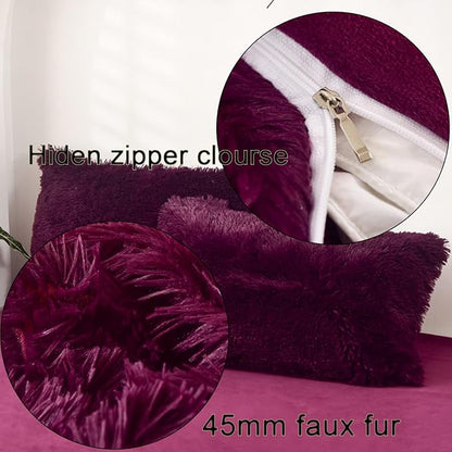 MorroMorn Decorative Pillows Covers, 2 Packs Faux Fur Pillow Cases Standard Size - Image 4