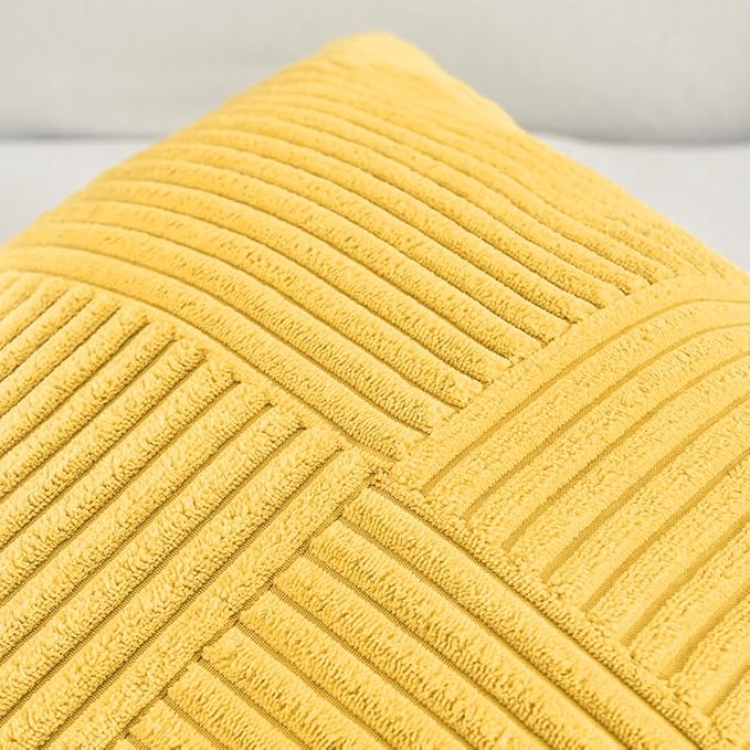 Fancy Homi 2 Packs Yellow Decorative Throw Pillow Covers 20x20 Inch - Image 3