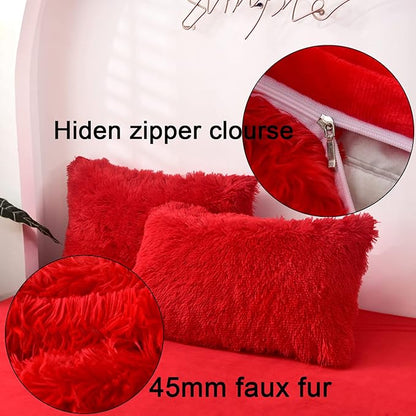 MorroMorn Decorative Pillows Covers, 2 Packs Faux Fur Pillow Cases Standard Size - Image 4