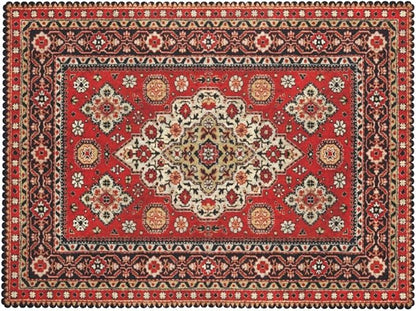 Royal Red Moroccan Tablecloth Old Red Persian Carpet Texture Abstract Table - Image 7
