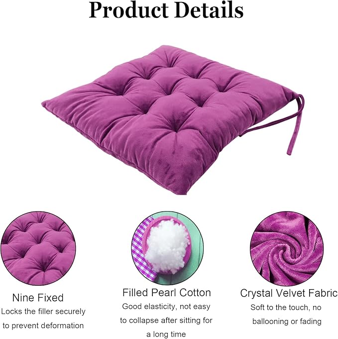 Set of 4 Square Chair Pads Indoor Seat Cushions Pillows - Image 3