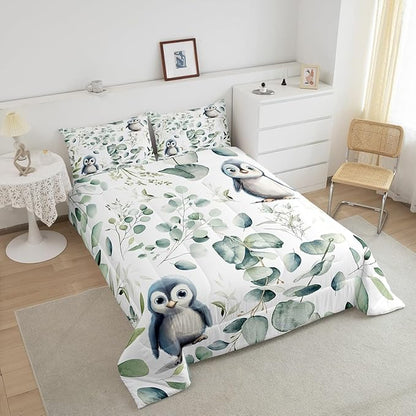 Erosebridal Cartoon Penguin Bedding Toddler Size Woodland Wildlife Comforter Set - Image 4