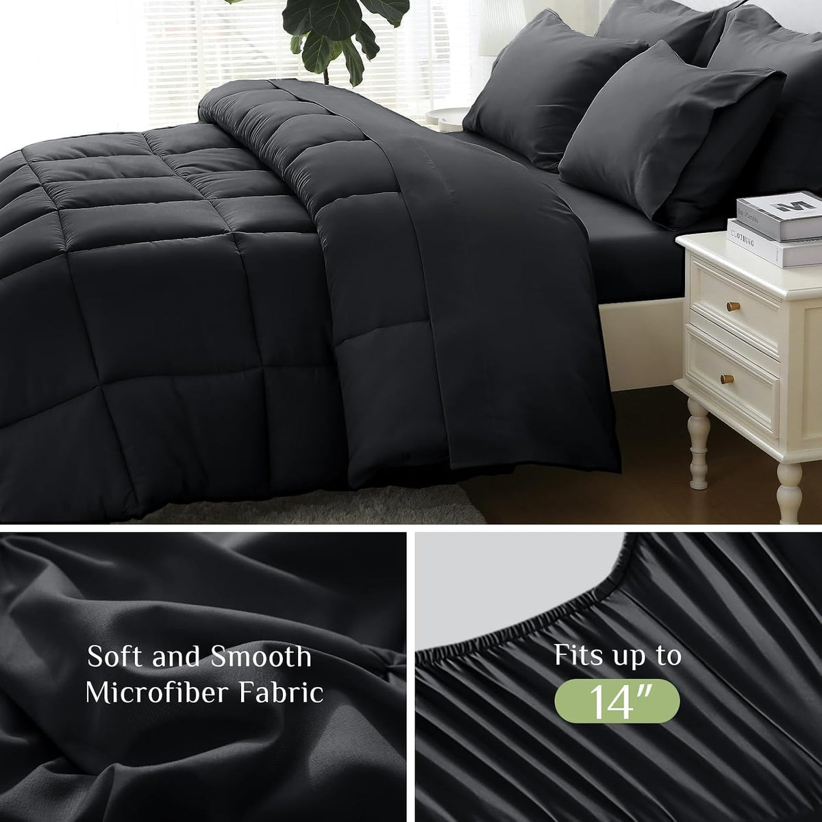 jollyvogue full comforter set, ultra-soft bed in a, close-up detail