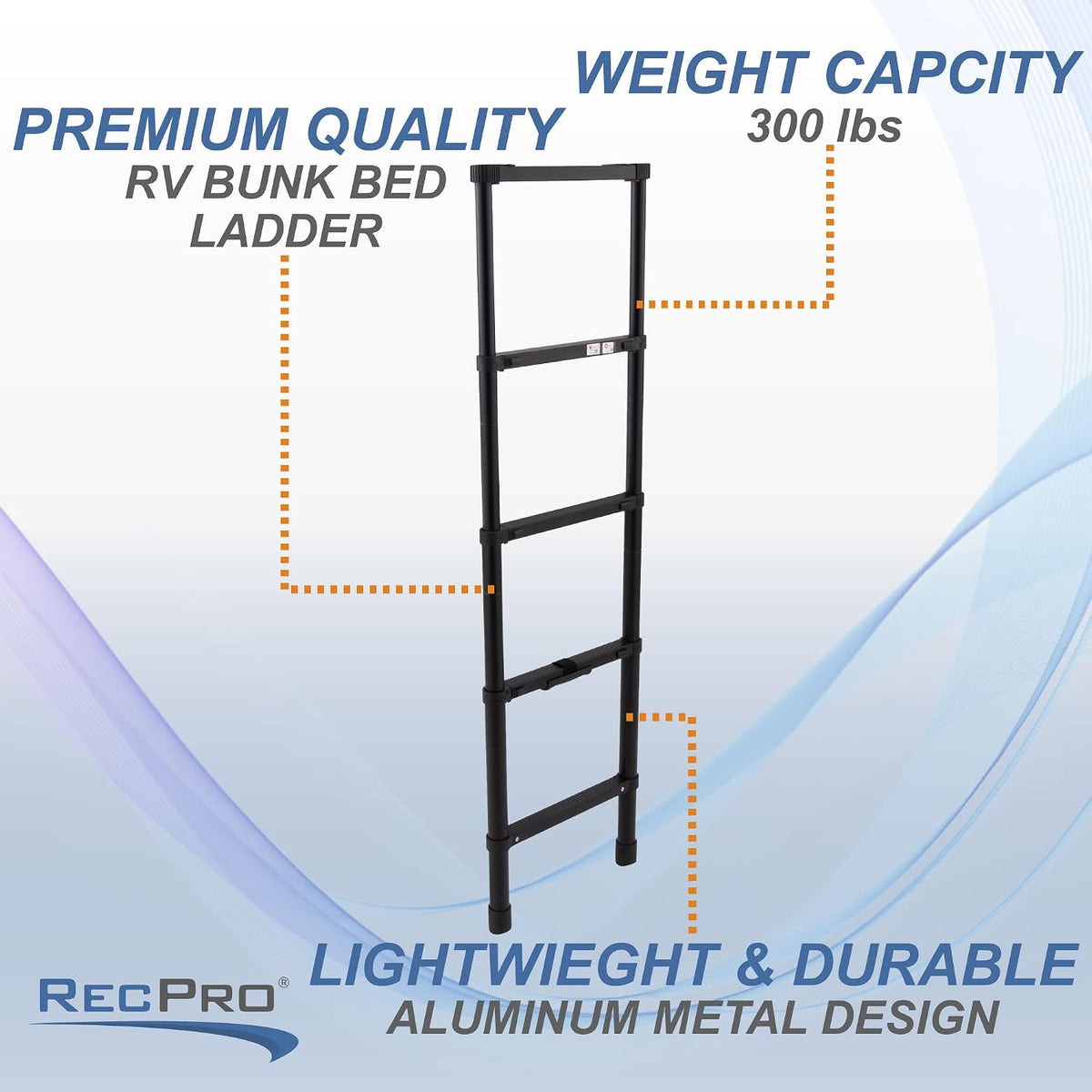 recpro rv telescoping bunk bed ladder | includes showing dimensions