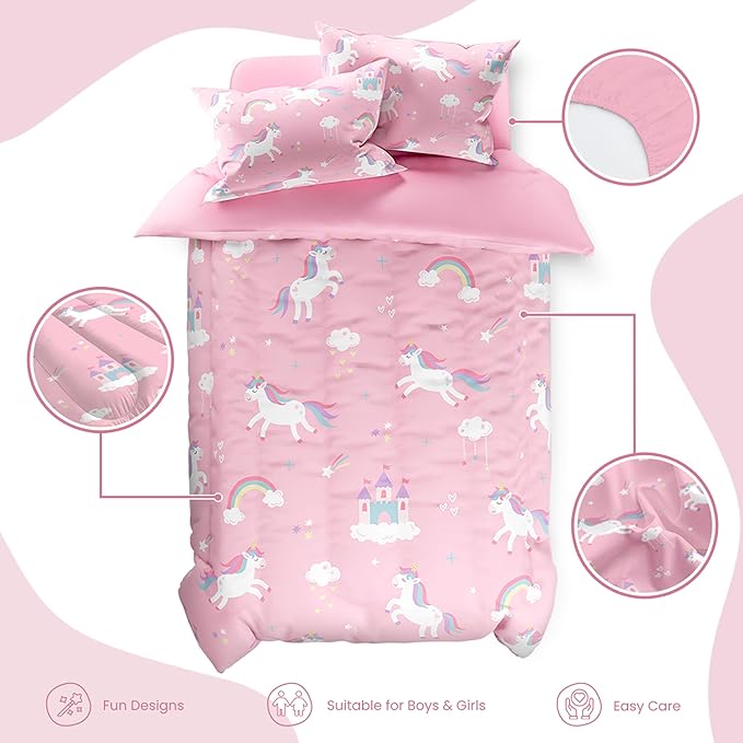 SANDJEST Unicorn Comforter Set Twin Size 68x86in - Image 2
