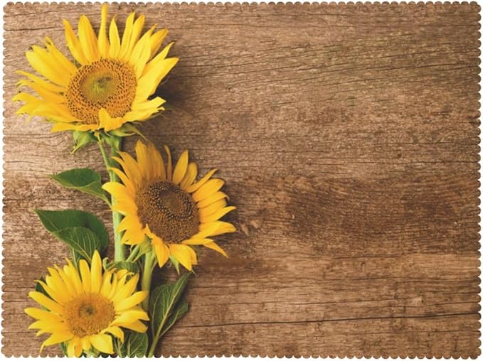 Yellow Sunflower Tablecloth Country Style Sunflowers on The Old Wooden Table - Image 7