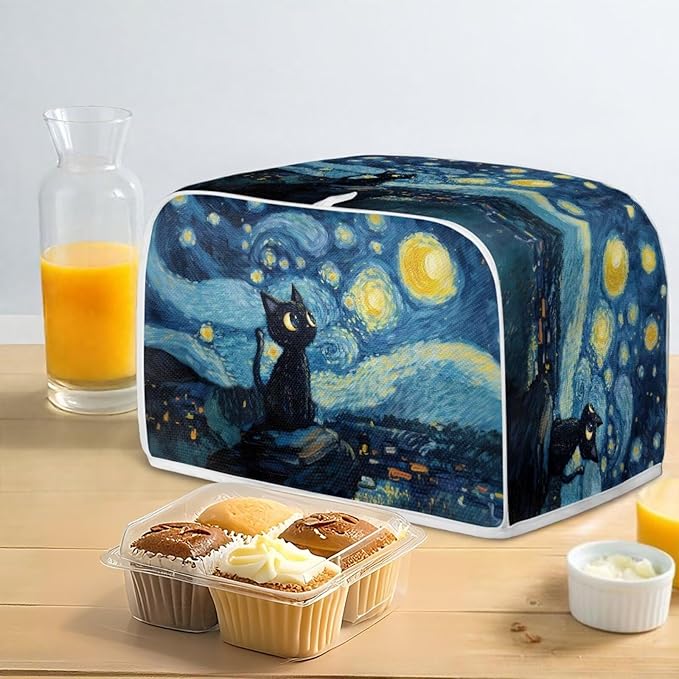 Black Cat Galaxy Toaster Cover 2 Slice Oven Cover Dustproof Kitchen Small - Image 4