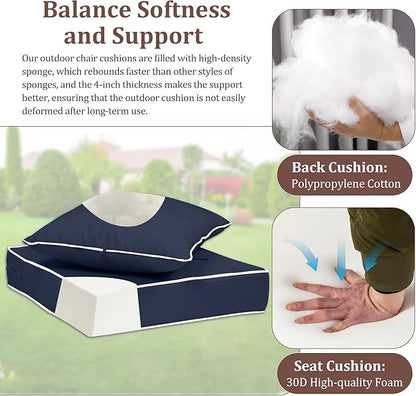 Waterproof Outdoor Chair Cushion Set of 2, Outdoor Cushions - Image 5