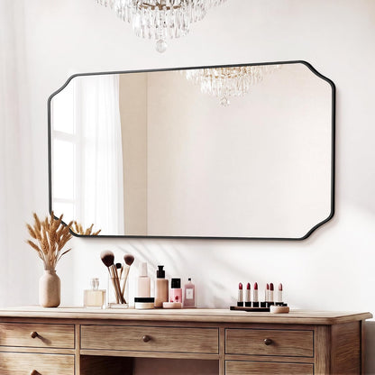vanity bathroom mirror for over sink, 50"x30", black, package contents
