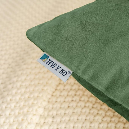 HWY 50 Moss Green Velvet Rectangular Throw Pillow Covers 12x20 Inch - Image 3