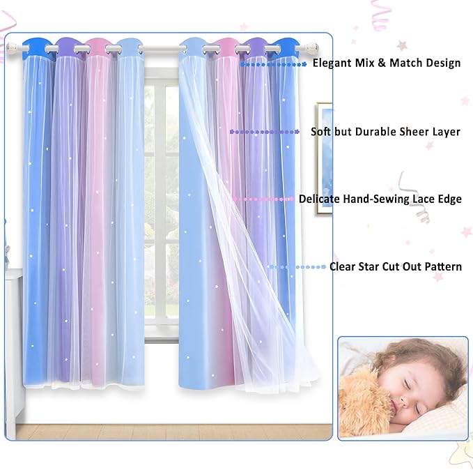 Kinryb Christmas Blackout Star Kids Curtains - Image 6