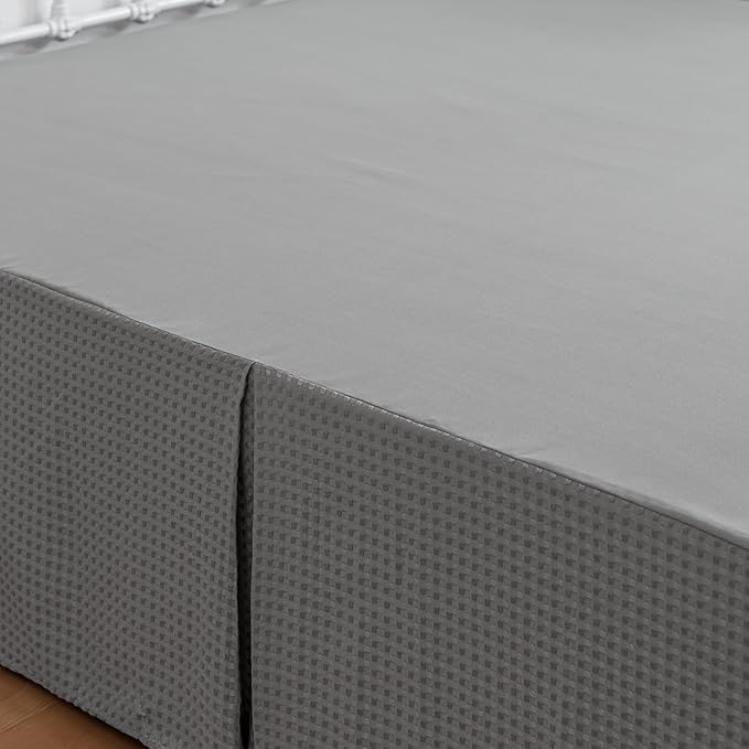 Queen Bed Skirt, Pleated Waffle Weave Bed Skirt - Image 2